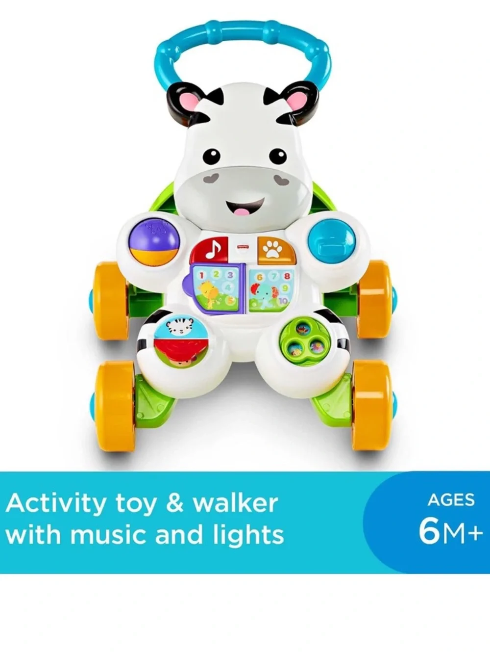 Fisher-Price Baby Push Toy Learn with Me Zebra Walker Musical Learning Activity